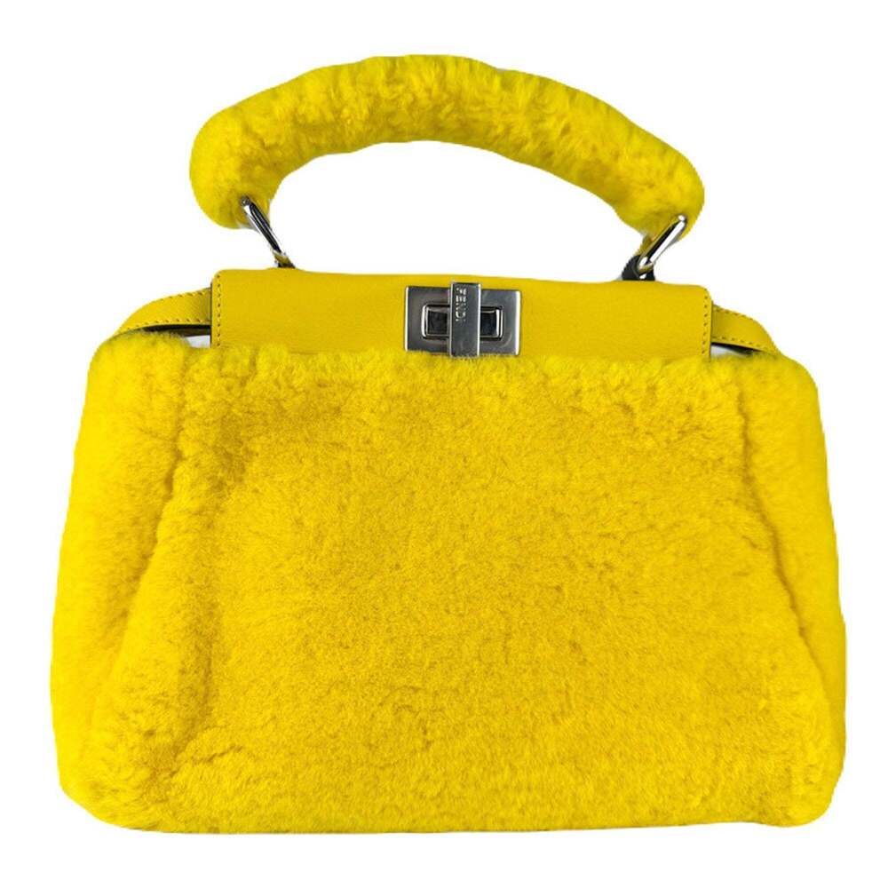 Fendi Peekaboo Mini Fur Handbag/Shoulder Bag, Yellow, Women's, 8BN316-AFUA, F...